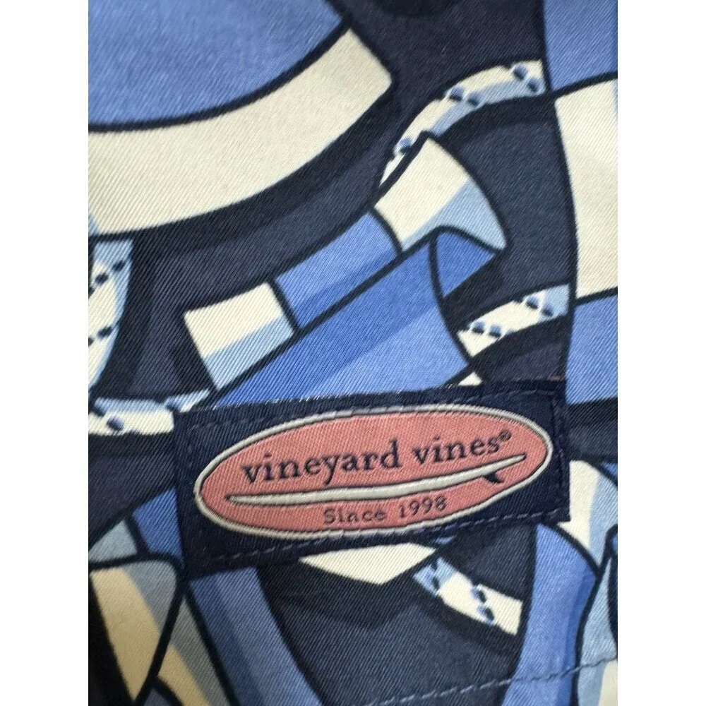 Vineyard Vines Mens L Blue Print Swim Trunks 7” Inseam